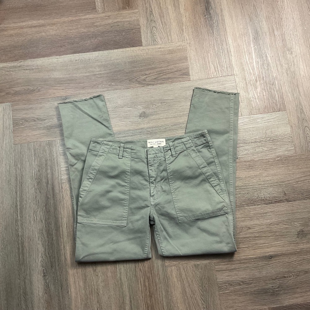 Nili Lotan Shon Utility Military Cargo Pant Womens 2 Raw Hem Tapered Crop Boho